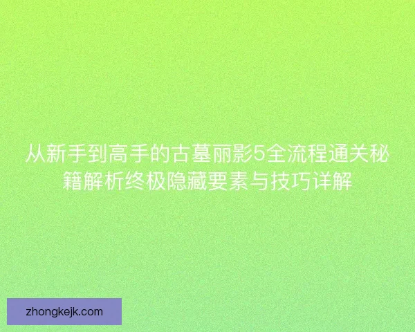 从新手到高手的古墓丽影5全流程通关秘籍解析终极隐藏要素与技巧详解